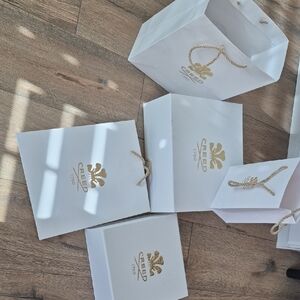 Creed Luxurious White and Gold Bags And Gift Boxes, 5 Pieces